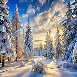 Pristine White Winter Forest Landscape