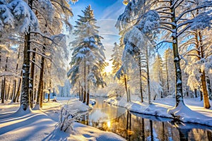 Pristine White Winter Forest Landscape