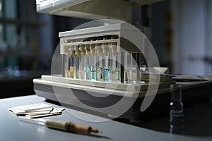 Pristine work-space centered spectrometer with removable sample holder and cuvettes