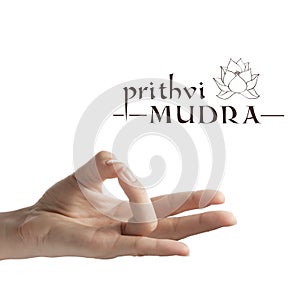 Prithvi mudra on white