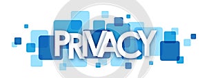 PRIVACY blue overlapping squares banner