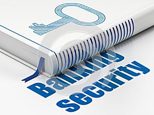 Privacy concept: book Key, Banking Security on white background