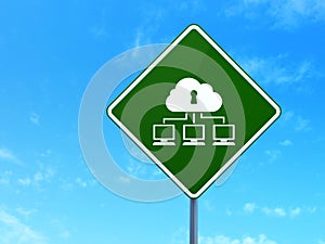 Privacy concept: Cloud Network on road sign