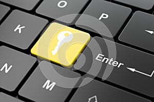Privacy concept: Key on computer keyboard background