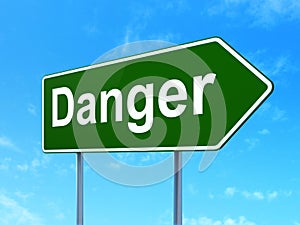 Privacy concept: Danger on road sign background