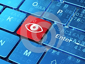 Privacy concept: Eye on computer keyboard