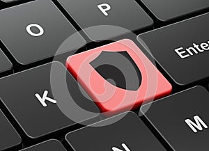 Privacy concept: Shield on computer keyboard background