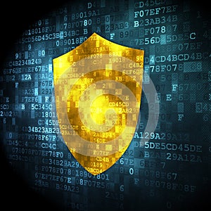 Privacy concept: Shield on digital background