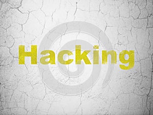 Privacy concept: Hacking on wall background