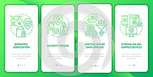 Privacy countermeasures green gradient onboarding mobile app screen