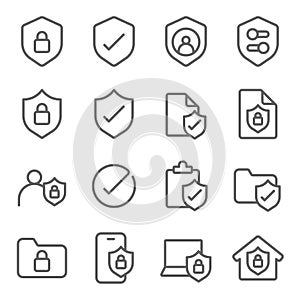 Privacy icon illustration vector set. Contains such icon as online, on secure, policy, protect and more. Editable stroke