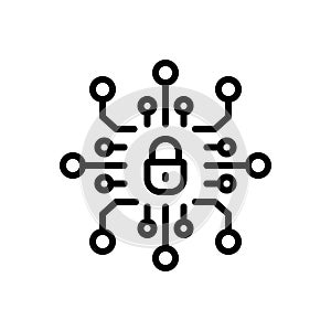 Black line icon for Privacy, secure and network
