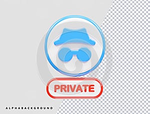 Privacy icon vector illustration element 3d rendering transparent eps