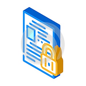 privacy padlock isometric icon vector illustration