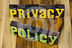 Privacy policy business security protection confidential information private letterpress