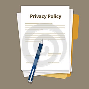 Privacy Policy document paper and pen