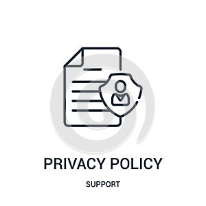 privacy policy icon vector from support collection. Thin line privacy policy outline icon vector illustration. Linear symbol for