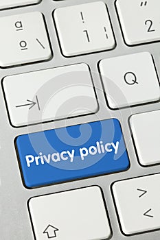 Privacy policy - Inscription on Blue Keyboard Key