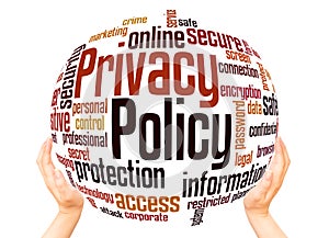 Privacy policy word cloud sphere concept photo
