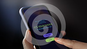 Privacy and Security on Web3 Technology Concept. Mobile Application Asking a Customer for Collect their Personal Data
