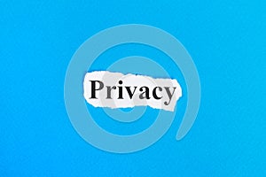 Privacy text on paper. Word Privacy on torn paper. Concept Image