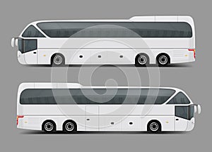 Private charter tour or coach bus realistic vector photo
