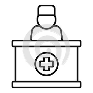 Private clinic reception icon, outline style