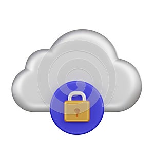 Private Cloud, Cloud Lock 3d Icon