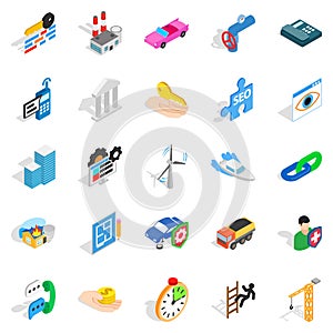 Private company icons set, isometric style