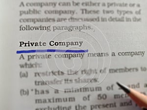 private company words displaying on project file