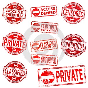 Private and confidential rubber stamps