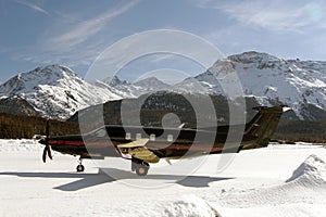 Private and corporate jets in the airport in St Moritz Switzerland