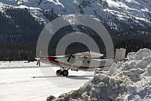 Private and corporate jets in the airport in St Moritz Switzerland