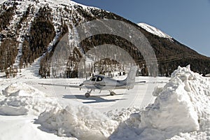 Private and corporate jets in the airport in St Moritz Switzerland