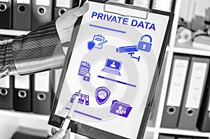 Private data concept on a clipboard