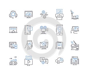 Private data line icons collection. Confidentiality, Privacy, Security, Encryption, Authentication, Access, Protection