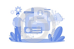 Private Data Protection Illustration concept on white background