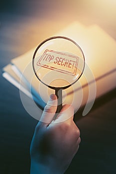 Private detective desk with envelopes labeled as top secret