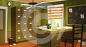 Private detective office interior cartoon vector