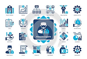 Private Equity solid icon set