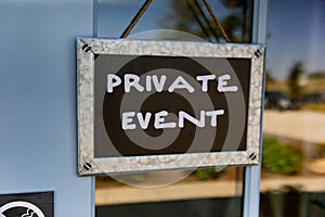 Private Event Sign at Wedding Party Celebration