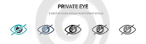 Private eye icon in filled, thin line, outline and stroke style. Vector illustration of two colored and black private eye vector