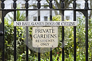 Private Gardens Sign
