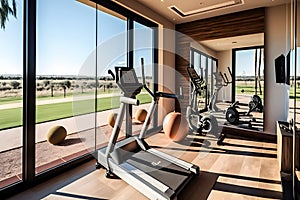 Private gym in luxury home. Neural network AI generated