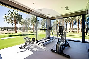 Private gym in luxury home. Neural network AI generated
