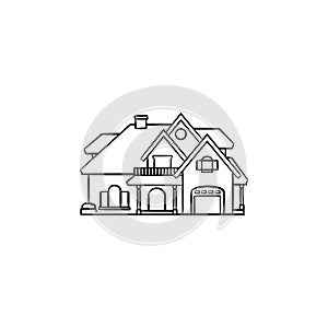 Private house hand drawn outline doodle icon.