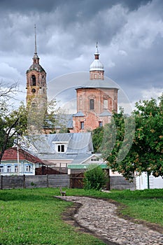 Private Houses and Church of Boris and Gleb before Storm Suzdal