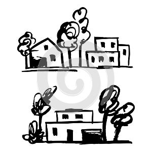 Private houses. vector sketch illustration