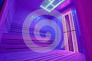 Private infrared sauna in ultra violet light