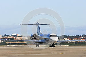 Private jet airliner on tarmac